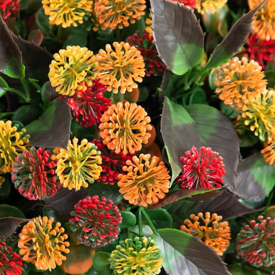 16" UV Resistant Autumn Artificial Mixed Fall Mum Plant in Pot